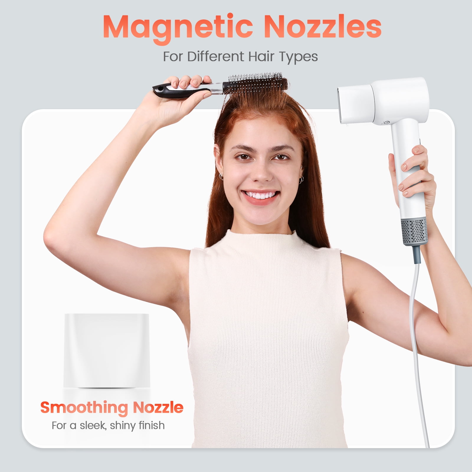 Hair Dryer, 160,000 RPM High-Speed Ionic Blow Dryer with Brushless Motor for Fast Drying, Thermo-Control Lightweight Hairdryer with Magnetic Nozzle, 4 Temps & 2 Speeds, Low Noise for Home & Travel