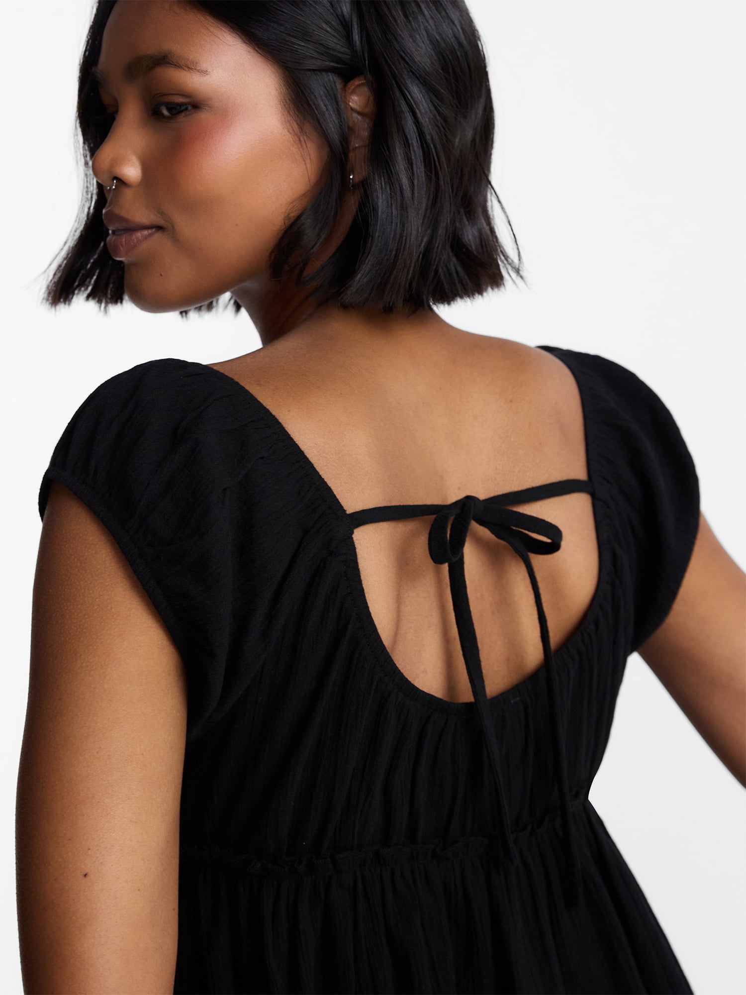 No Boundaries Boho Woven Babydoll Top, Women's XXS-XXL