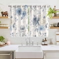 thumbnail image 2 of Blue White Floral Kitchen Curtains 72 Inch Length, Botanical Garden Flowers Leaves Grommet Top Bedroom Living Room Curtains, Light Filtering Cafe Curtain Drapes 2 Panels Set 104''x72'', 2 of 9