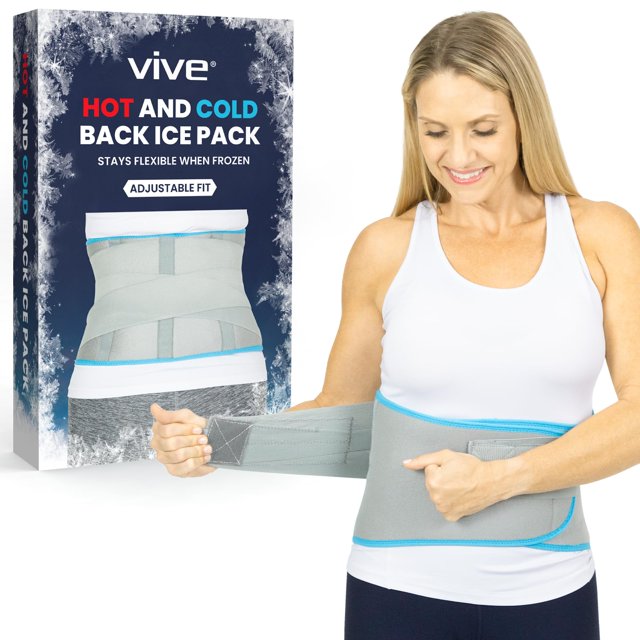 Vive Wearable Ice Packs for Back Pain - Back Brace with Ice Pack - Ice Belt for Lower Back Pain - Gel Ice Pack Back for Sciatica Relief Men, Women - Compression Hot Cold