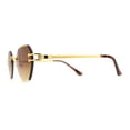 thumbnail image 4 of Mens Luxury Victorian Engraving Rimless Rounded Rectangle Sunglasses Gold Gradient Brown, 4 of 4