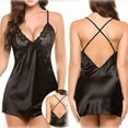 thumbnail image 2 of Women Lingerie Silk Nightgown Lace Night Dress, Sleepwear Babydoll Nightwear, 2 of 5