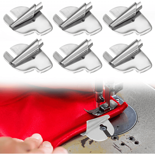 Pie para dobladillo enrollado de costura de 6 piezas, prensatelas para máquina de coser con dobladillo enrollado ancho y estrecho, herramienta universal para dobladillo enrollado de 3 mm a 8 mm (6 ta