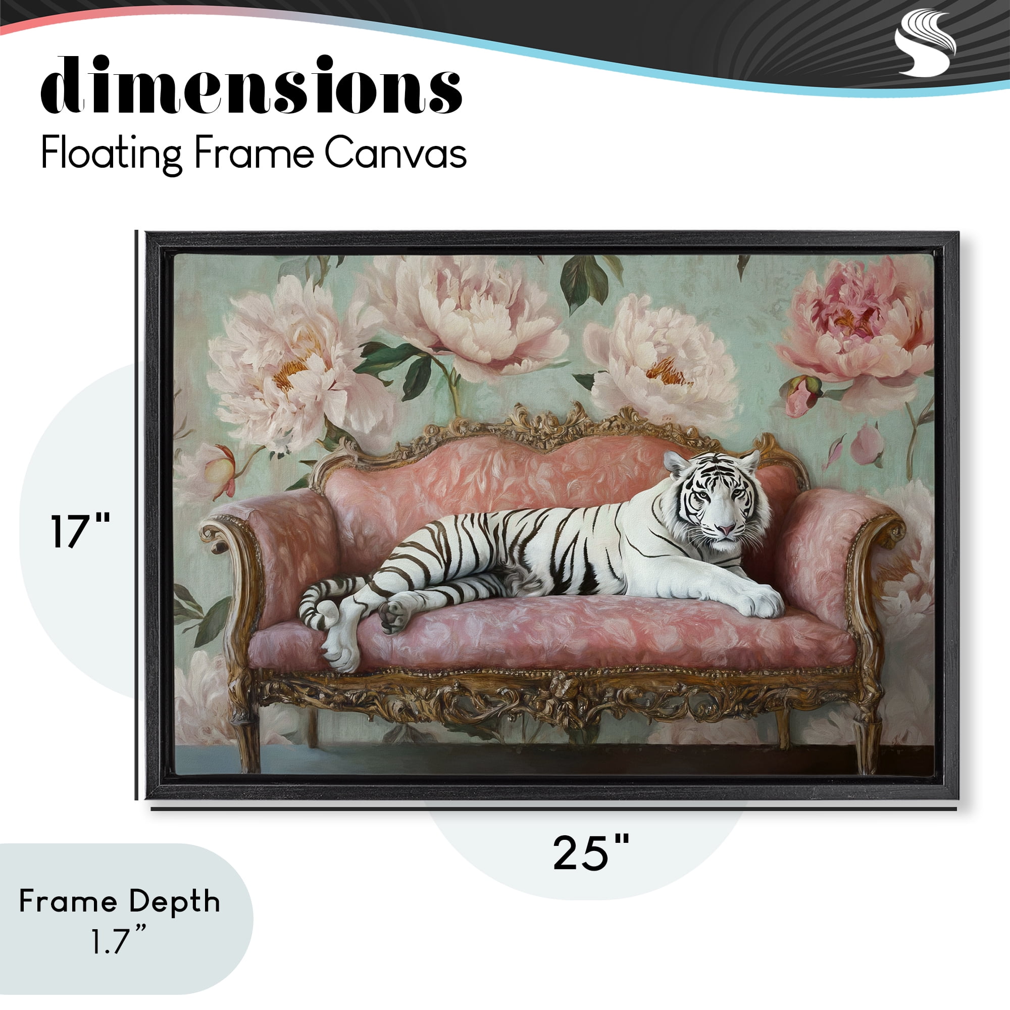 Stupell Industries Where The Tiger Dreams Black Framed Floater Canvas Wall Art, design by Tina LeCour