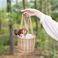 thumbnail image 4 of VMWMSSR 1Pc Woven Rattan Wedding Favor Basket, Portable Handheld Gift Basket With Liner For Wedding, Party Candy Storage B-15x15x10cm, 4 of 7