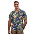 thumbnail image 3 of Garronmavis Coconut Tree Couple Matching Outfit Men's Short Sleeve Shirt Casual Beach Shirts and Womens Midi V-neck Dress A-Line Flowy Hawaiian Party Dresses Size 6XL, 3 of 7