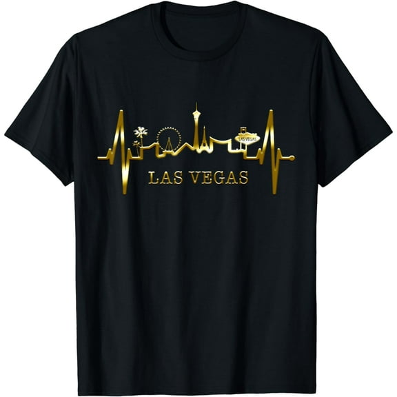 Las Vegas Skyline Heartbeat I Love Nevada USA Las Vegas T-Shirt