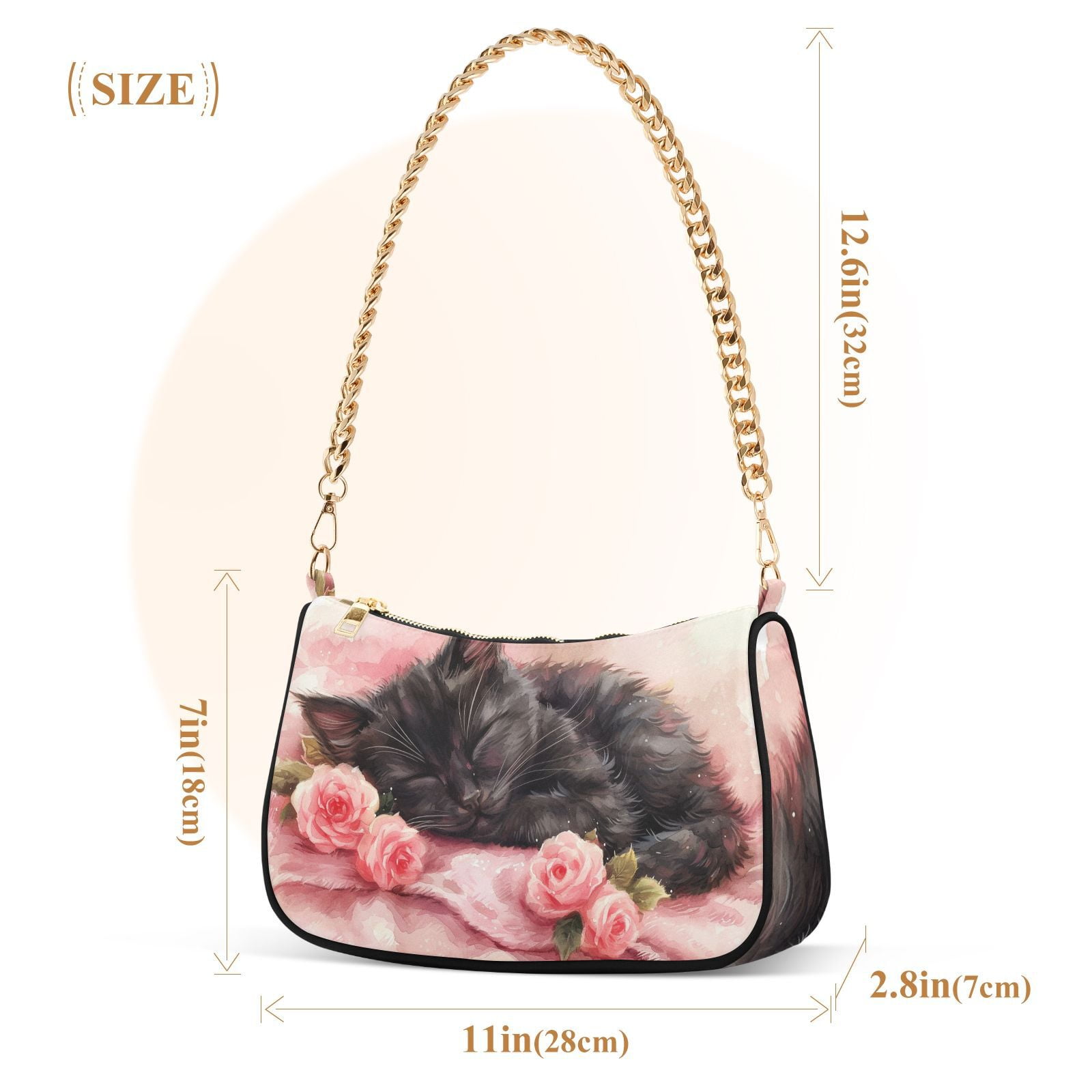 Cat FlowersWomen Small Shoulder Bag Crossbody Tote Hobo Bags Purse Clutch Handbags with Chain Strap for Women