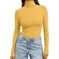 thumbnail image 7 of Kaondbfi Women's Solid Color High Neck Regular Long Sleeve Crewneck T Shirt Spring Summer Fashion Clothing, 7 of 7