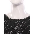 thumbnail image 4 of renvena Women's Glittery Rhinestone Ballroom Dance Long Sleeve Modern Waltz Maxi Dress Black L, 4 of 7