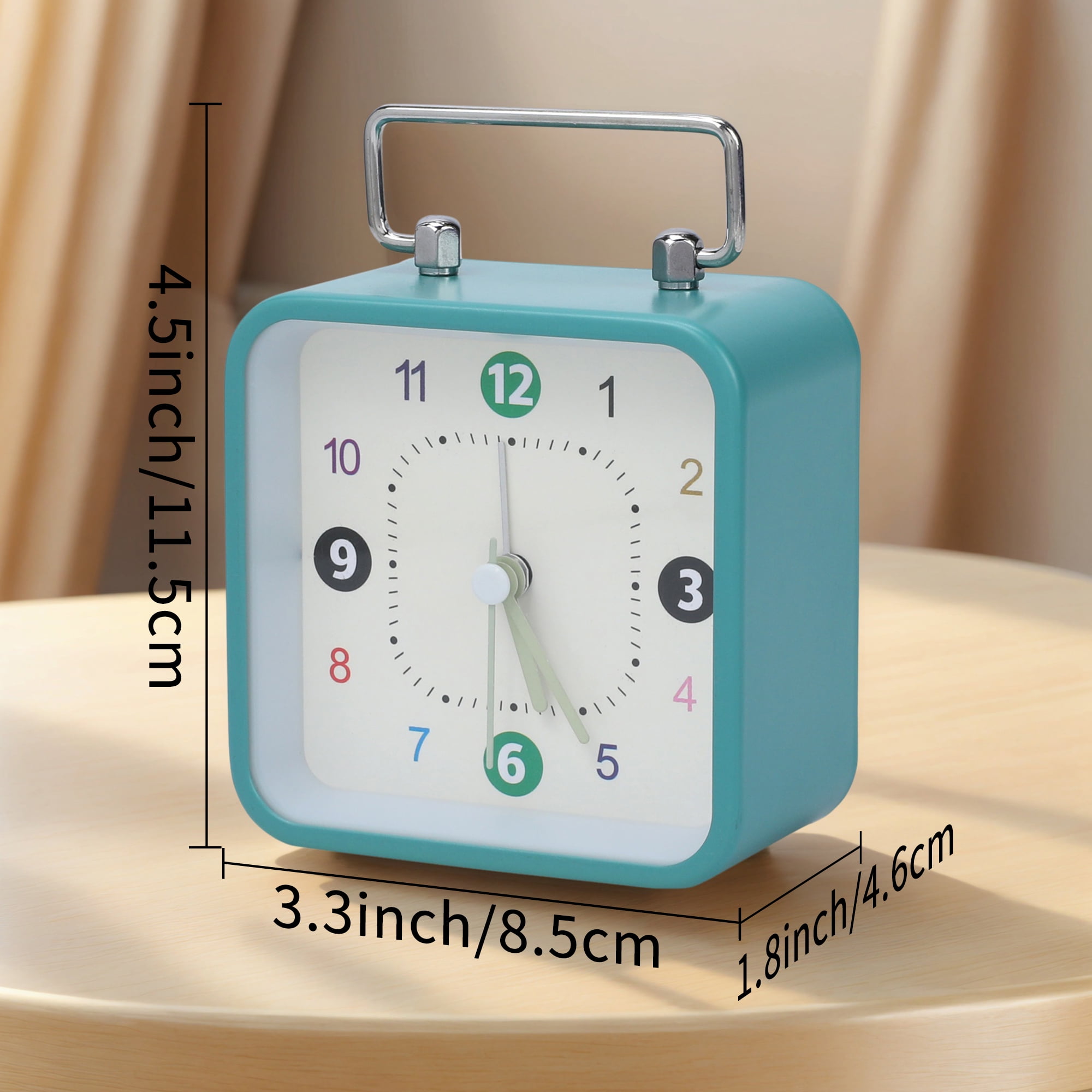 Unique Bargains 1pc Metal Casing Alarm Clock with Handle 3.3" x 1.8" x 4.5" Yellow
