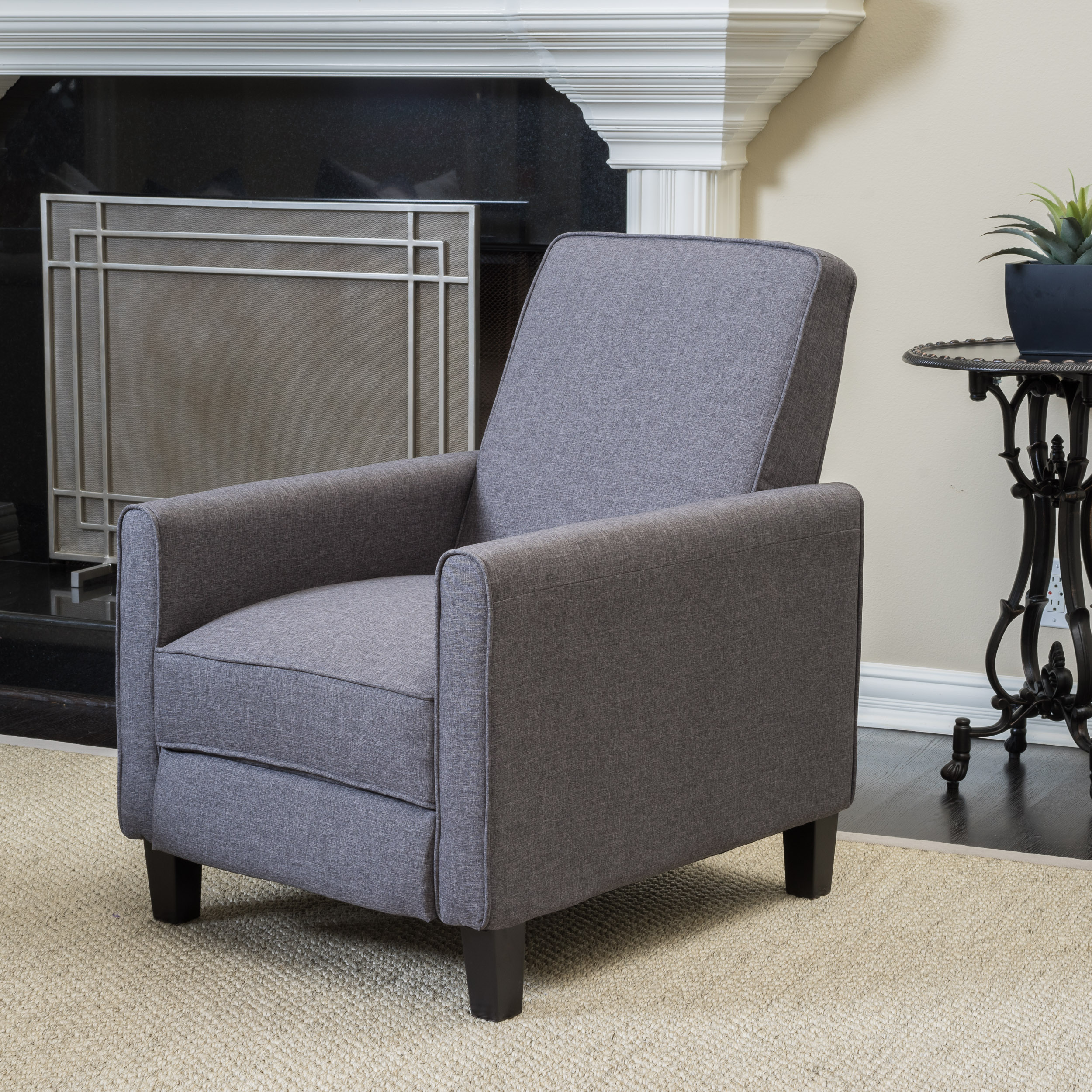 Euroco Smoke Fabric Push Back Chair for Elegant Home Décor