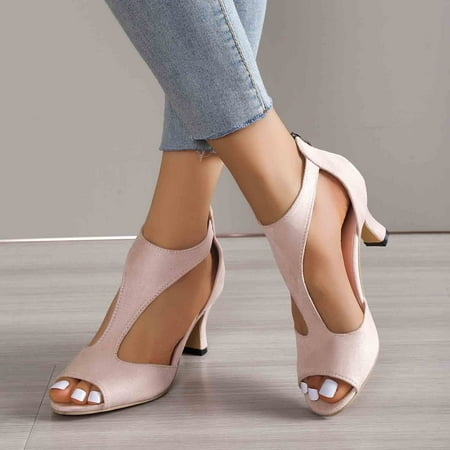 

Women s European and American Simple Fashion Back Zipper Foreign Trade Large Side Empty Roman Sandals