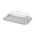 thumbnail image 4 of Bandeja de acero inoxidable con tapa transparente, soporte para tartas, resistente al polvo, bandeja de comida cubierta para festivales, cocinas y 36x27x2cm, 4 of 8