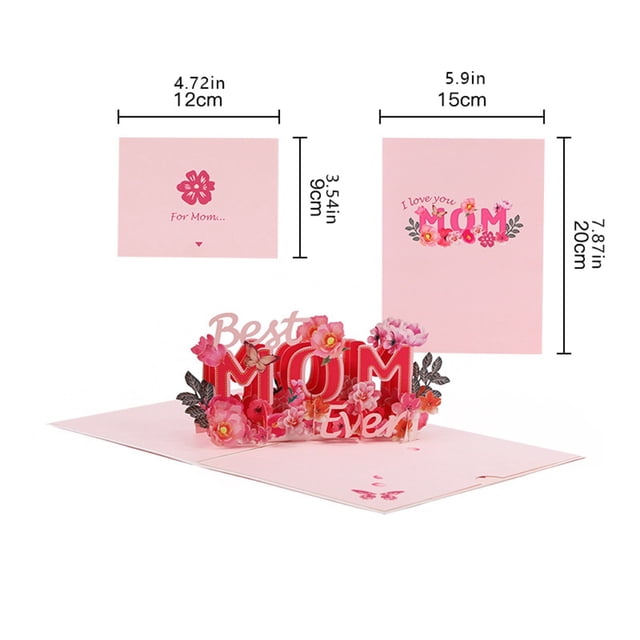 JJKBVCLO MOM3d Three Greeting Card Paper Sculpture Thank You Card Students Send Mom Blessing Card Gift Day Greeting Card Day Gift
