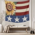 thumbnail image 5 of Sunflower America Flag Tapestry for Bedroom Wall Hanging Tapestry, Farmhouse Retro US Flag Ceiling Backdrop Tapestries Poster Blanket Wall Decor for Teens Room Living Room Dorm 59" x 90", 5 of 8