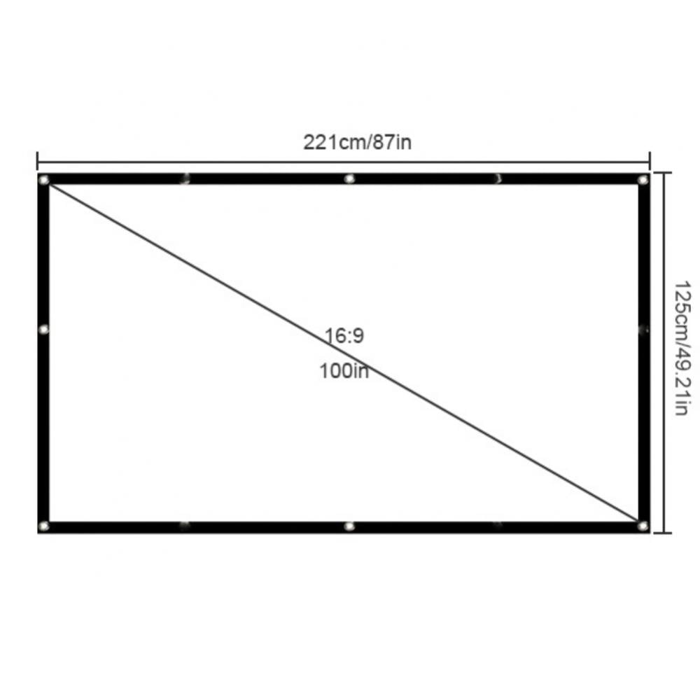 100 Inch 14 Holes Folding Milk Silk Polyester White Soft Screen 16 9 