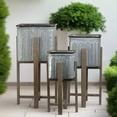 thumbnail image 6 of Alden Metal Square Planter Set with Wooden Stands (Set of 3), 6 of 6