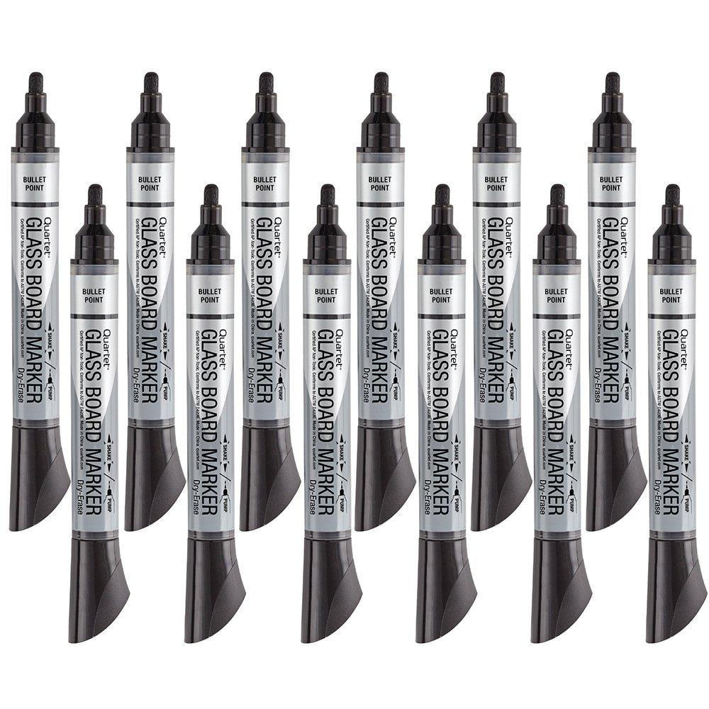 Glass Board Dry Erase Markers Bullet Tip Premium Black 12 Pack Glass Board Dry Erase Markers Bullet Tip Premium Black 12 Pack