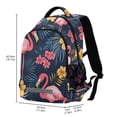 thumbnail image 2 of FORMRS Unisex Backpack Elementary School Travel Bookbag with Reflective Stripes, Red Floral Flamingo, 2 of 7