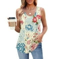 thumbnail image 2 of UPPADA Camisoles d'Été pour Femmes à Imprimé Floral, Col Ras du Cou, Sans Manches, Chemises Décontractées à Ourlet Fluide, Jolis T-Shirts, Chemises Coupe Ample, Hauts Confortables Multicolores, 3TG, 2 of 7