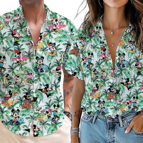 Disney Hawaiian Shirt, Mickey and Friends Summer Shirt, Disney Beach Shirt, Disney Summer Shirt, Disney Palm Tree Shirt, Matching Disney