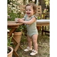 thumbnail image 6 of AceBaby Baby Girl 95% Cotton Bow Striped Waffle Bodysuit Soft Newborn Clothes for Age 0-18M, 6 of 8