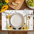 thumbnail image 4 of Gnomes Sunflower Placemats Set of 6, Bees Branches Floral Farmhouse Placemats for Dining Table, Place Mats for Kitchen Tabletop, Waterproof Wipeable Dining Table Mats Set, 4 of 9