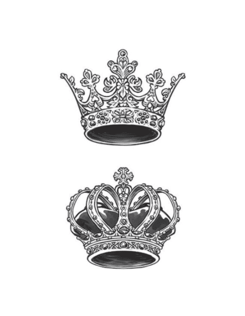 Simply Inked King & Queen Crown Tattoo, Couple Modern Henna Tattoo Design,  Painless Tattoo - Colour: Black for All Occasion 