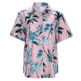 thumbnail image 4 of Siilsaa Women's Hawaiian Button Down Shirts Casual Short Sleeve Floral Tropic Print Summer Blouse Tunic Top Pink,2XL, 4 of 5
