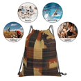 thumbnail image 6 of Leisure Draw String Mouth Backpack 16 X 14 Woven Band Durable Not Easy To Fall Off In Travel Portable Draw String Design Plaid Fall Camo Brown_1, 6 of 8
