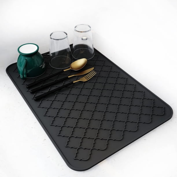 AMOAMI-Alfombrillas para secar platos para encimera de cocina, alfombrilla de silicona para secar platos, alfombrilla para secar platos de cocina, alfombrilla resistente al calor, utensilios de cocina