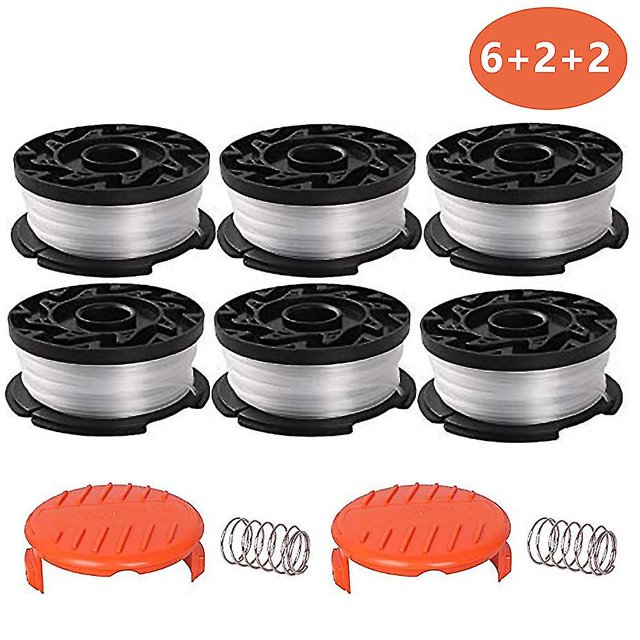 Paquete de 6 carretes de hilo con 2 cubiertas para reemplazar las cortadoras de césped Black Decker