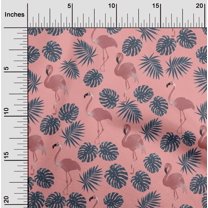 oneOone Viscose Jersey Dark Peach Orange Fabric Palm Leaves & Flamingo Sewing Material Print Fabric By The Yard 60 Inch Wide-KJU