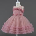 thumbnail image 2 of Miluxas Toddler Baby Flower Girl Dress Sleeveless Lace Tulle Princess Dress Pageant formal Birthday Party Dress Pink 5 Years, 2 of 8