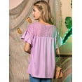 thumbnail image 3 of Doublju Women's Ruffle Short Sleeve Laced Eyelet Yoke Casual Top, 3 of 3