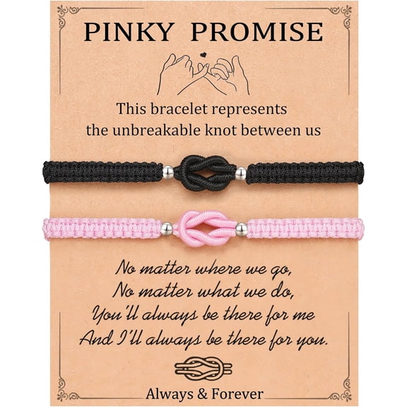 Sunyuer Pinky Promise Forever Love Knot Bracelets for Couples–Birthday Anniversary Valentines Christmas Gifts