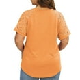 thumbnail image 4 of Olyvenn Women's Summer T-Shirts Plus Size Tops Stylish Dressy Women Fashion Trendy Lace Short Sleeve Tees Lace Patchwork Solid Tops V Neck Shirts Oversized Comfy Loose Casual Blouse Orange 12, 4 of 7