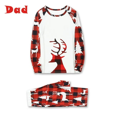 

Yrtoes Men Dad Christmas Deer Plaid Prints Family Matching Long Sleeve Tops+Pants Set christmas pajamas for women