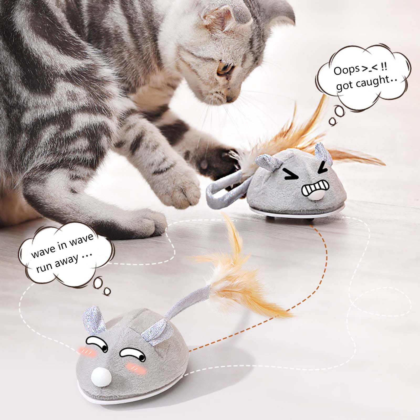 Cats Interactive Mice Toy USB Soft Flocking Mouse Kitten Catch Training for Indoor Cats Flexible for Play To