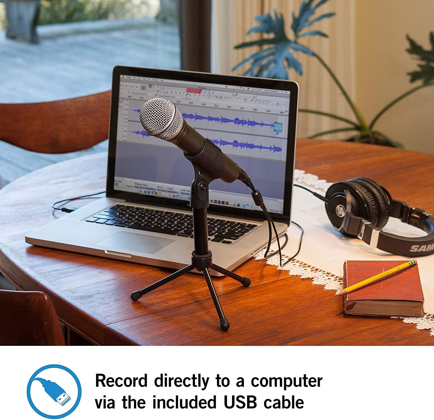 Samson Technologies Q2U USB/XLR Dynamic Microphone with Desktop Stand, Silver