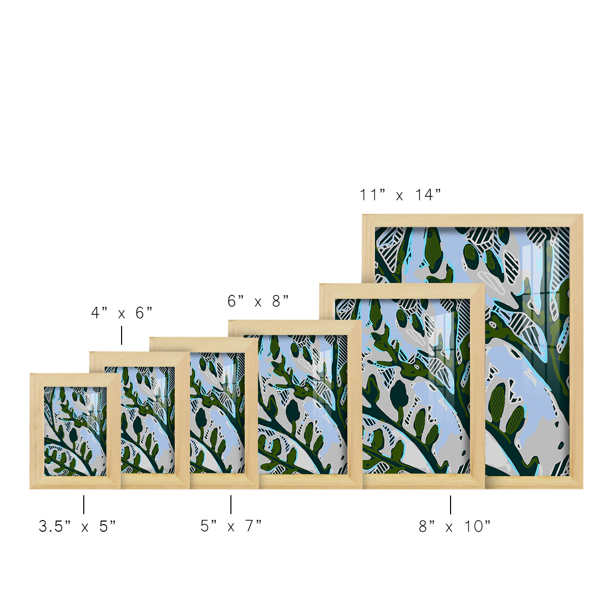 Abstract Tree Limbs II -Framed Print w/glass-Natural Wood