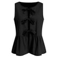 thumbnail image 4 of vigerkar Women Trendy Bow Tie Front Tank Tops Sleeveless Peplum Ruffle Blouse Tie Up Summer Casual Dressy Tunic Black, L, 4 of 7