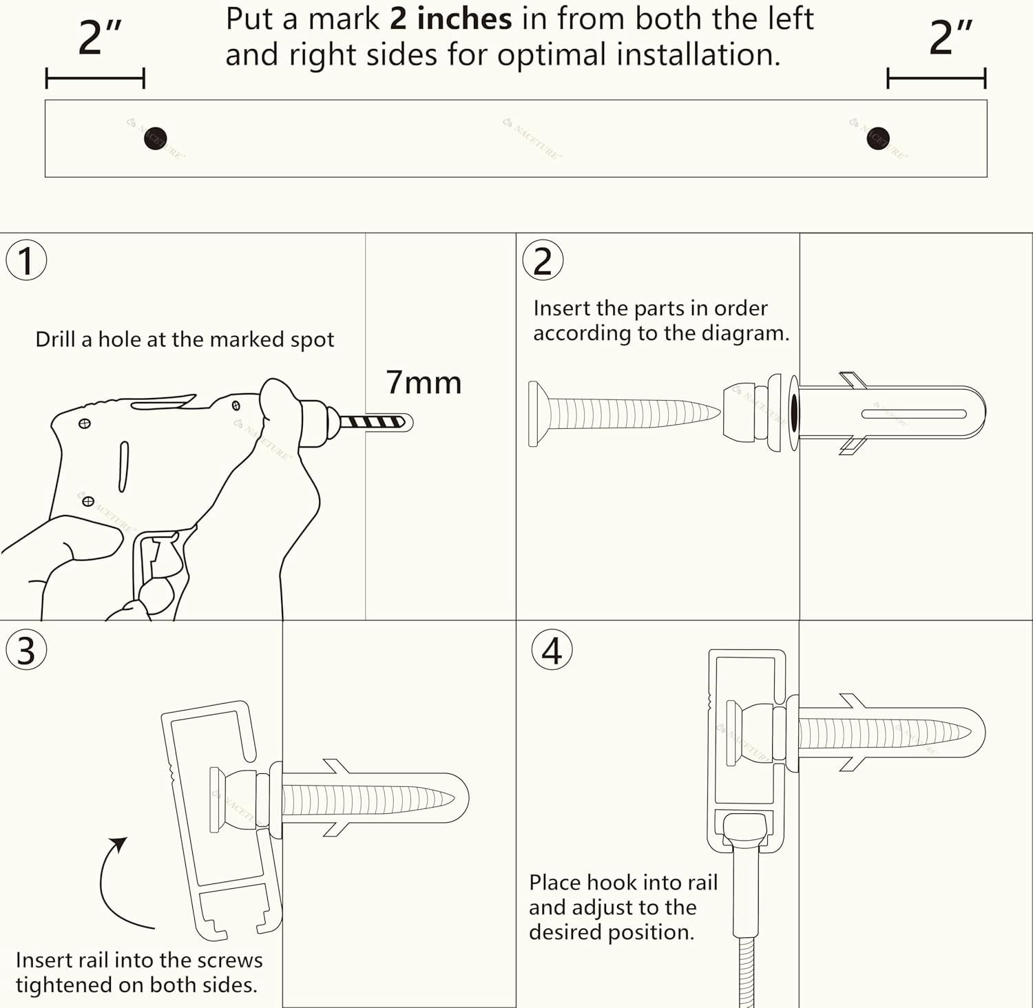 Picture Rail Hanging System- Innovative Art Hanging Rail System Including 4 Pcs 24" Picture Rails, 4 Pcs 2M Picture Rail Hooks & Installation Hardware- Elegant Picture Hanging Kit for Gallery