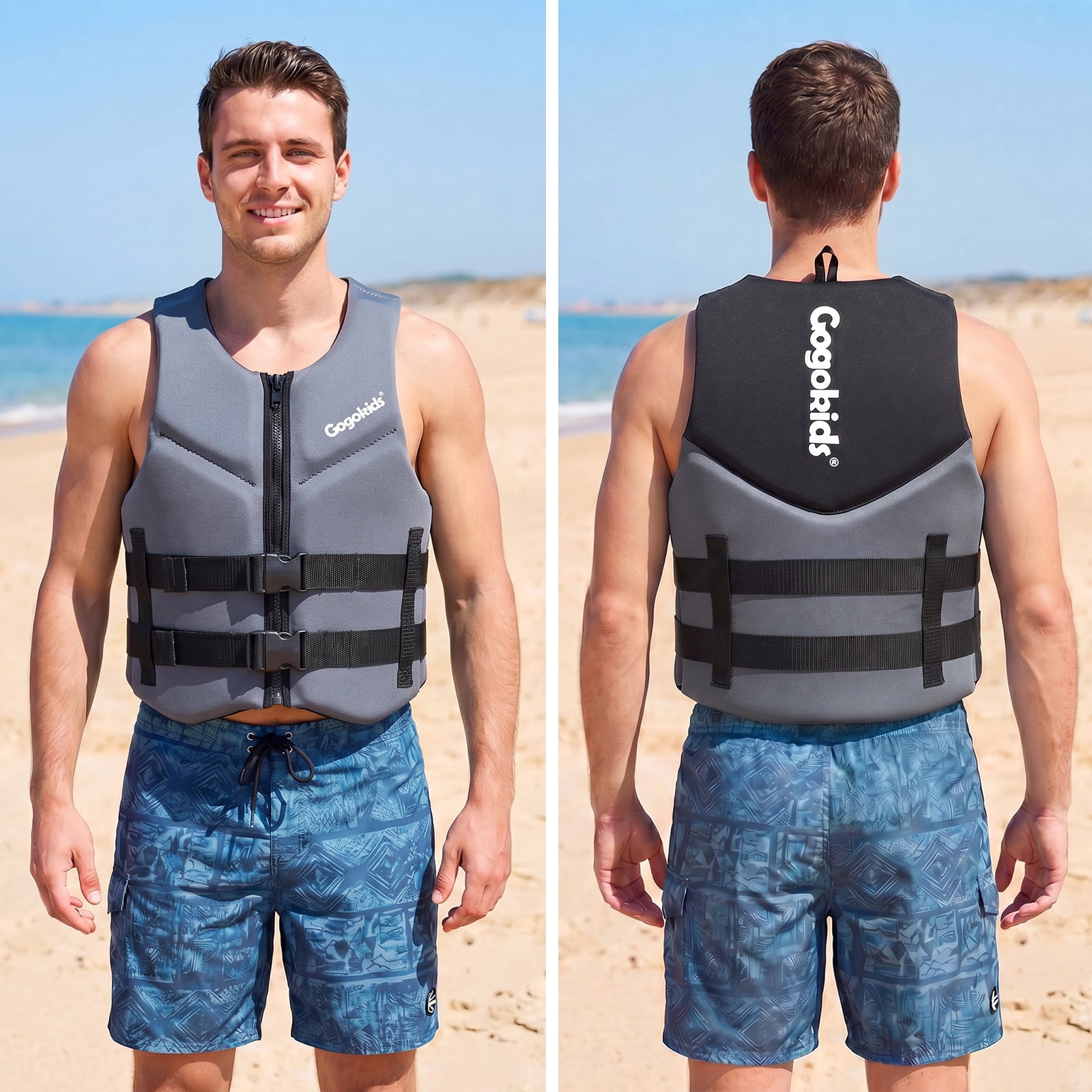 Gogokids Life Jacket Swim Vest for Adult Women men,Foldable Buoyancy Vest with Dual Buckle,Float Jacket for Boating,Kayaking,Swimming,Paddle and Fishing