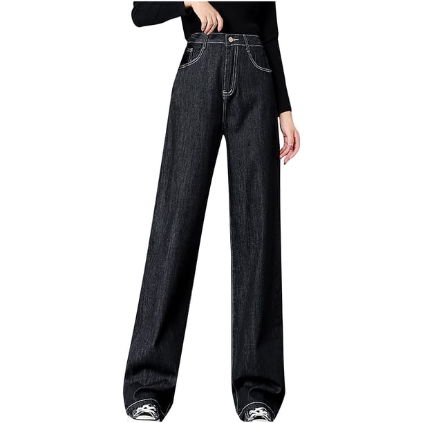 Pantalones de pierna ancha de talle alto de invierno sólido para mujer Jeggings ajustados elásticos para mantener el calor Fridja hfkajh103453