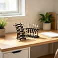 thumbnail image 5 of Pen Display Stand, 6 Slot Plastic Pen Holder Rack, 2 Tier Clear Organizer For Makeup Brushes And Cosmetics, Desk Storage Display (Multicolor ,17.5*6), 5 of 9