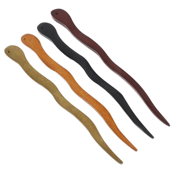 UPOUART 4Pcs Chinese Hair Stick Wooden Hair Bun Sticks for Women Dating Party Assorted Color