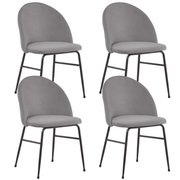 Modern Dining Chairs Set of 4 Velvet Upholstered Kitchen Armless Side