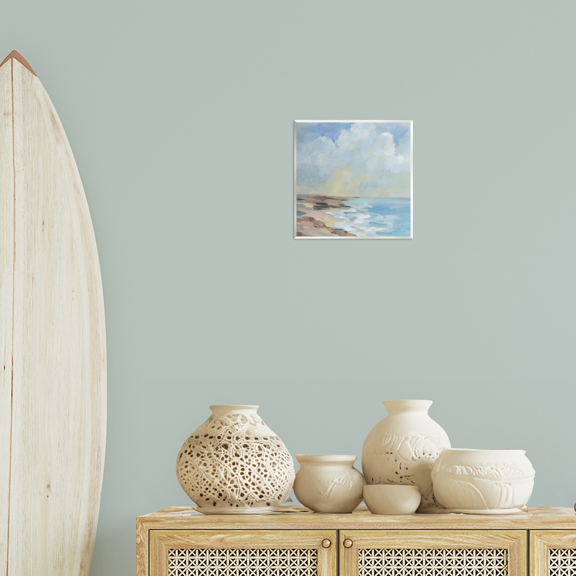Stupell Industries By The Beach Shore Nautical & Beach Painting Unframed Art Print Wall Art, 12 x 12